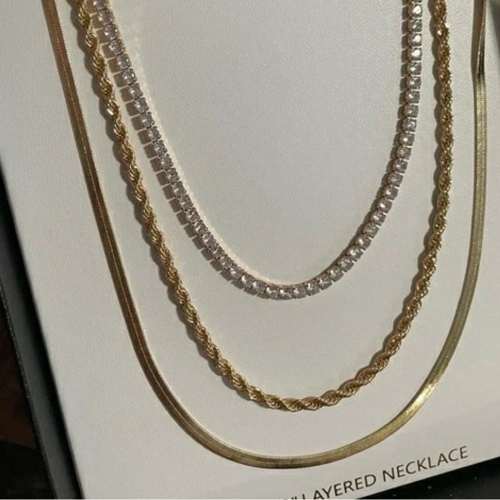 - HOUSE OF HARLOW 1960 GOLD TONE 3 IN 1 LAYERING NECKLACE 18” - Picture 9 of 16